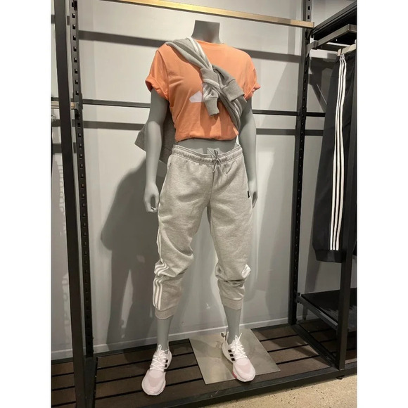 ADIDAS Future Icons Logo Graphic Tee in Ambient Blush Casual Workout Top - Picture 2 of 13